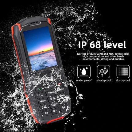 Shockproof Waterproof Rugged Phone for Outdoor Activities and Daily Use - IP68 rugged handset with water splashes, SOS, radio, 2.4-inch screen, dustproof and shockproof