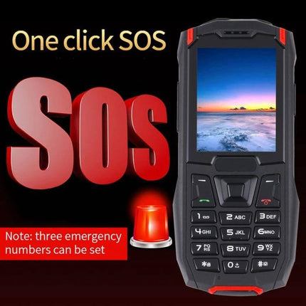 Shockproof Waterproof Rugged Phone for Outdoor Activities and Daily Use - one-click SOS, radio, dust & water protection, portable 2.4-inch screen