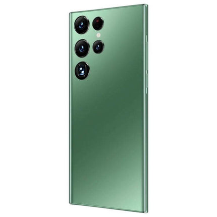 S23Ultra Smartphone with Vibrant Display for Everyday Viewing and Selfies - green rear view showing quad camera array, slim profile and matte finish