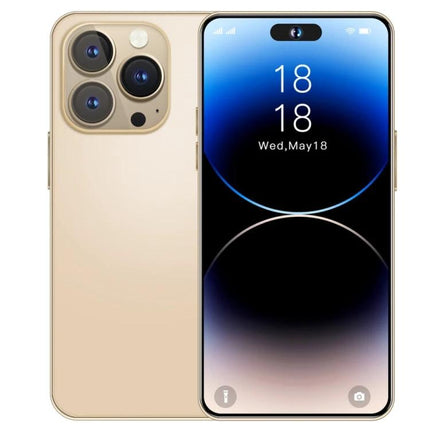 Facial Recognition Smartphone for Secure Daily Use showing front display with face unlock notch and triple rear cameras in gold