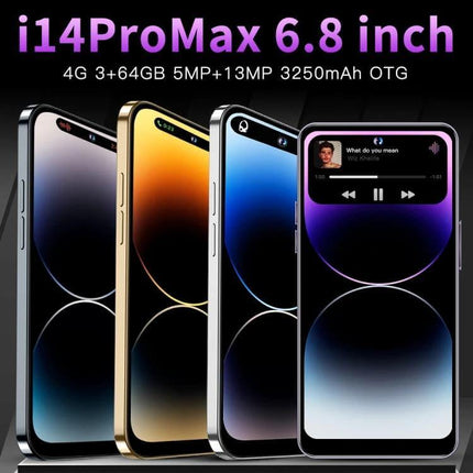 Facial Recognition Smartphone for Secure Daily Use - i14ProMax 6.8 inch, 4G, 3+64GB, dual cameras, 3250mAh