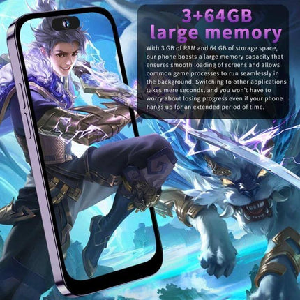 Facial Recognition Smartphone for Secure Daily Use with 3GB RAM and 64GB storage, face unlock for everyday convenience and smooth performance