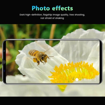 Practical Android Smartphone with Face Unlock for Daily Communication showing macro photo of bee on flower displayed on phone screen