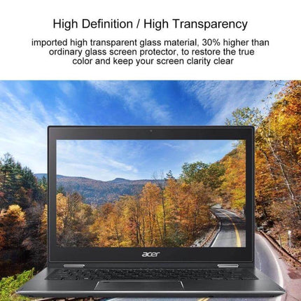 13.3 Inch Tempered Glass Screen Protector for Laptops showing high transparency on laptop displaying clear scenic road image