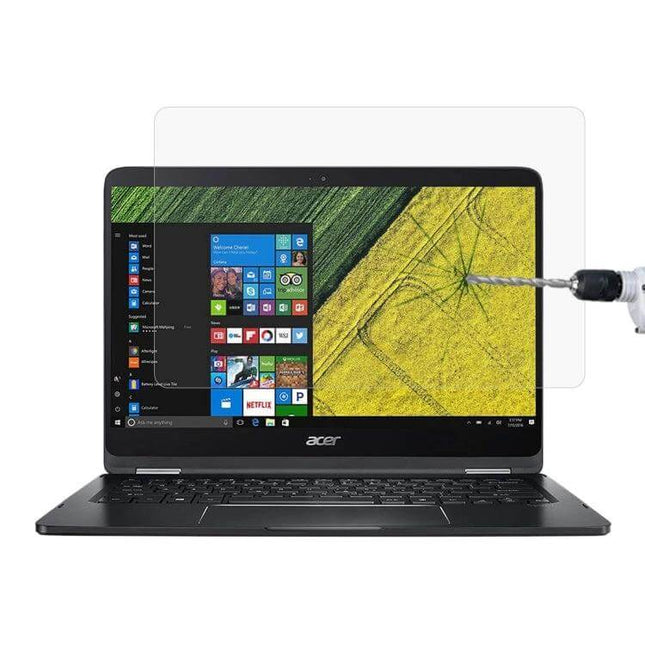 14-Inch Tempered Glass Screen Protector for Laptops installed on laptop to reduce glare, resist scratches and maintain display clarity