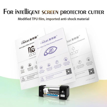 Anti-Blue Light TPU Hydrogel Screen Protectors for Phones, 50 Pack - display of hydrogel films and intelligent screen protector cutter