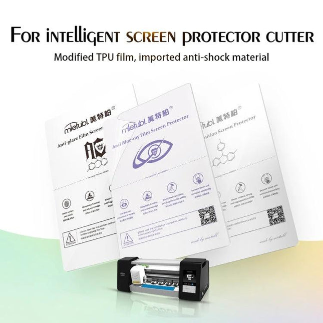 Anti-Blue Light TPU Hydrogel Screen Protectors for Phones, 50 Pack - display of hydrogel films and intelligent screen protector cutter
