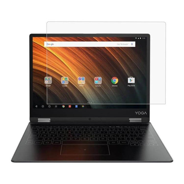 Tempered Glass Screen Protector for Lenovo Yoga A12 Tablet shown aligned over tablet display to prevent scratches and smudges