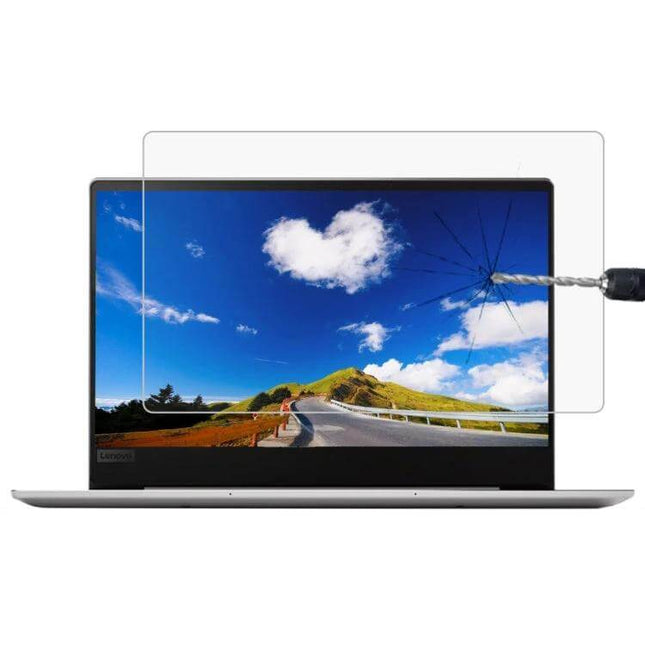 Tempered Glass Screen Protector for Lenovo Ideapad 720S 13.3 Inch - 9H hardness anti-scratch tempered glass showing drill impact resistance