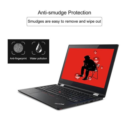 Tempered Glass Screen Protector for Lenovo ThinkPad L380 Yoga showing anti-smudge protection and clear touch responsiveness
