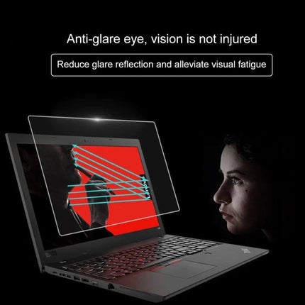 Tempered Glass Screen Protector for 15.6 Inch Lenovo ThinkPad L580 showing anti-glare protection and reduced reflections to prevent eye fatigue