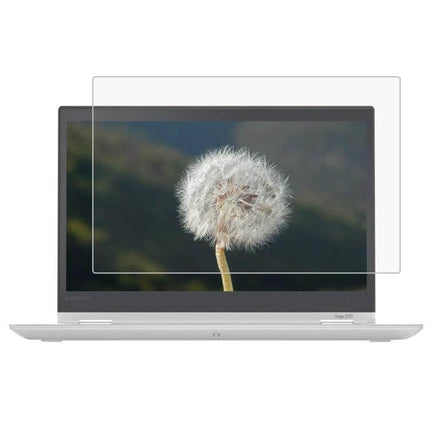 Tempered Glass Screen Protector for 13.3 Inch Laptops shown on a laptop display, 9H hardness clear protection for travel and office use