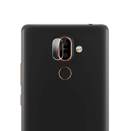 Tempered Glass Lens Protector for Nokia 7 Plus Camera fitted on black Nokia 7 Plus showing precise, bubble-free coverage and clear lens protection