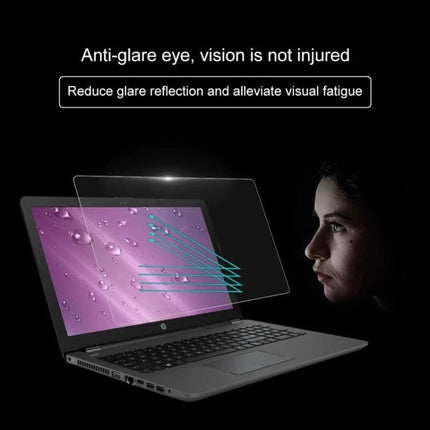 Tempered Glass Screen Protector for HP 15.6-Inch Laptops showing anti-glare protection reducing reflections and fingerprints for clearer viewing
