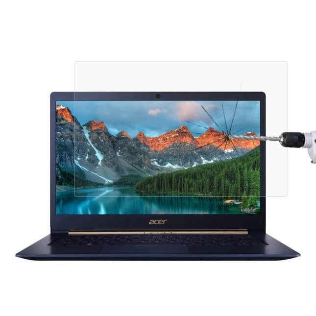 Tempered Glass Screen Protector for Acer Swift 5 14-Inch Laptop installed on laptop showing shatter-resistant demonstration