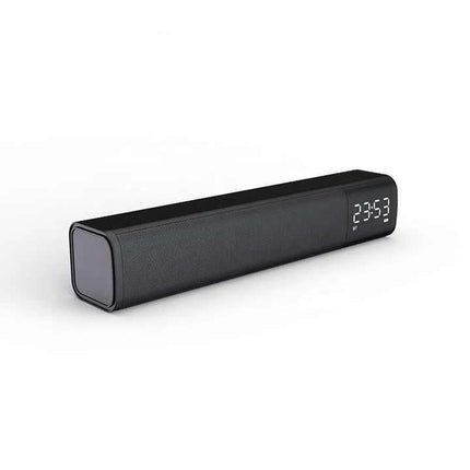 Compact Bluetooth Speaker For Home Listening With Mic with clock display, shelf‑friendly design, TWS stereo pairing and hands‑free calls