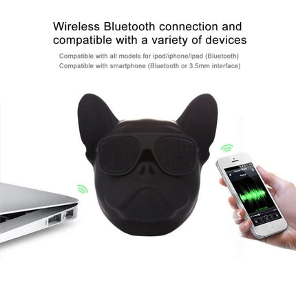 Compact Portable Bluetooth Speaker For Home And Travel Use black dog-shaped speaker pairing with phone and laptop for portable audio