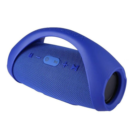 Alt Tag: BOX3 Mini Bluetooth Speaker For Everyday Portable Use shown in blue with handle, splashproof mesh, controls and portable design