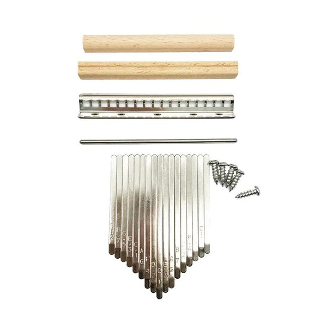 Essential Kalimba Picks for Daily Music Practice and Learning at Home - 17-tone kalimba metal tines, bridge, screws and wooden bars for home practice
