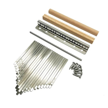 Kalimba Accessories Kit for Daily Home Music Practice - 21-tone metal tines, bridge, screws, wooden hammer and rod for thumb piano practice