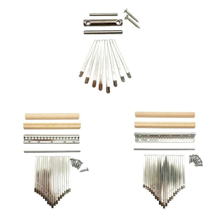 Kalimba Accessories Kit for Daily Home Music Practice - set of metal tines, screws, holders and wooden bridges for 21-tone thumb piano