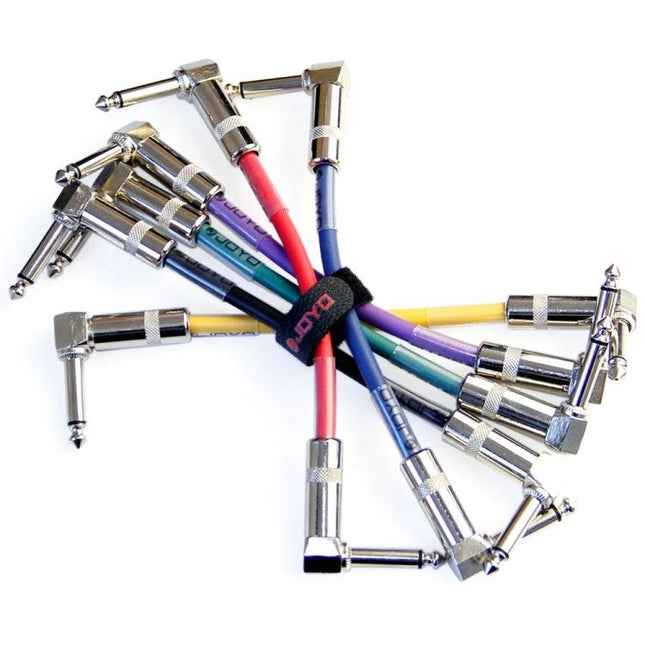Joyo Cable for Daily Guitar and Bass Connections at Home - colorful right-angle instrument cables bundle for reliable home practice