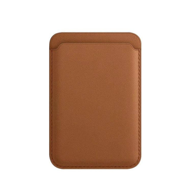 MagSafe Leather Wallet Card Case Holster For iPhone slim brown PU leather wallet card holder for up to three cards and cash, supports wireless charging