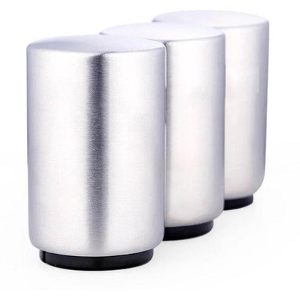 Magnetic Automatic Beer Bottle Opener Stainless Steel - three brushed stainless steel magnetic openers for bar and restaurant use, quick cap removal