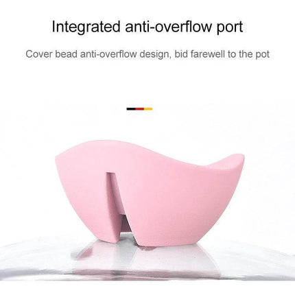 Maifan Stone Baby Milk Pan With Lid For Easy Baby Meals - pink integrated anti-overflow lid port accessory shown