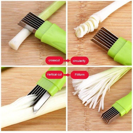 Manual Green Onion Slicer With Stainless Steel Blade For Quick Prep - compact green onion slicer with 420 stainless steel blades and protective cover