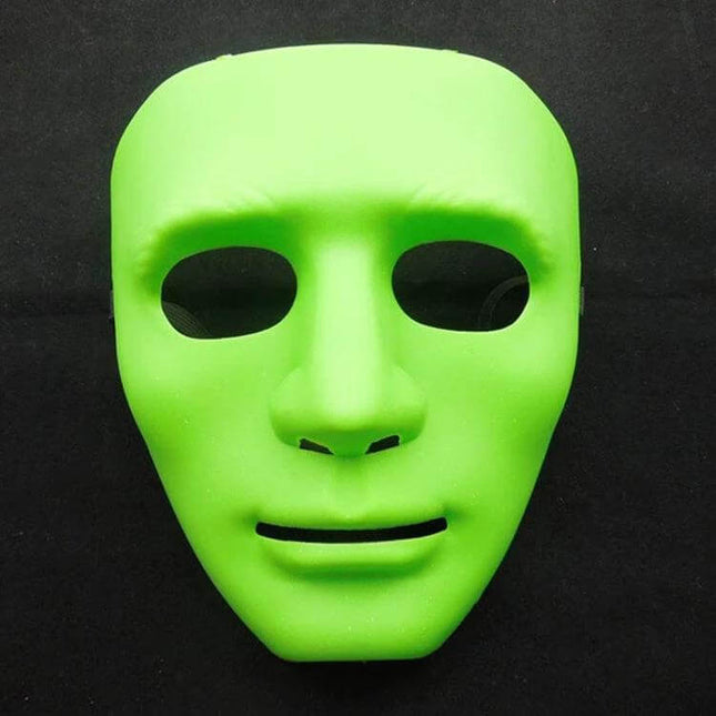 Masquerade Mask 18-19cm Halloween Festival Dress Up - bright green sculpted Jabbawockeez style full-face mask for parties and cosplay