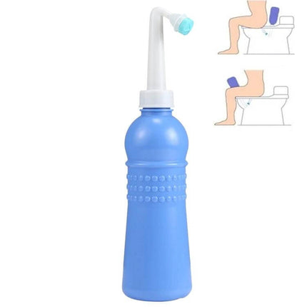 MDT-002 500ml Portable Handheld Travel Bidet for Women - blue 500ml bottle with 60° angled nozzle for travel and targeted personal cleansing