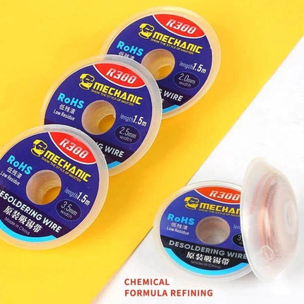 Mechanic Solder Wick Desoldering Braid Copper Core 1.5m - 2.5mm copper-core desoldering braid spool for PCB solder removal