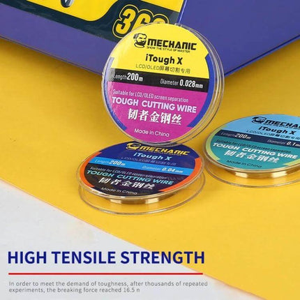 Mechanic Tough Cutting Wire For LCD OLED Screens, 200M superfine diamond wire spool for precise LCD OLED panel separation