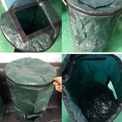 Medium Compost Bag With Window For Garden Use Durable - green sturdy pop-up compost bag with clear side window and reinforced stitching