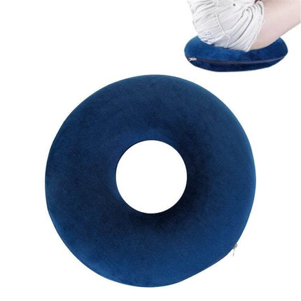 Alt Tag: Memory Foam Anti Decubitus Circle Chair Cushion For Sitting Comfort 38x13x8 cm navy blue circular donut seat cushion