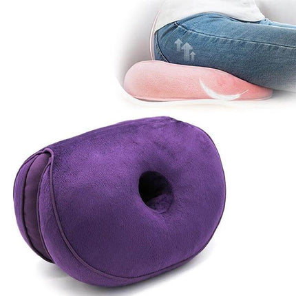 Memory Foam Hip Lift Seat Cushion For Comfortable Everyday Sitting - purple double O-shaped memory foam cushion with hollow for posture support