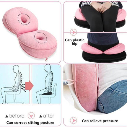 Memory Foam Hip Lift Seat Cushion For Comfortable Everyday Sitting - pink double O-shaped memory foam cushion for better posture and hip support