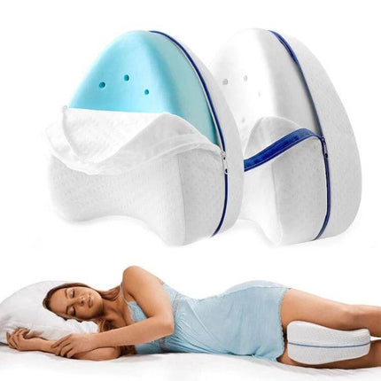 Memory Foam Leg Pillow With Double Inner Groove For Orthopedic Support - contoured knee spacer for side sleepers relieving hip and lower back pressure
