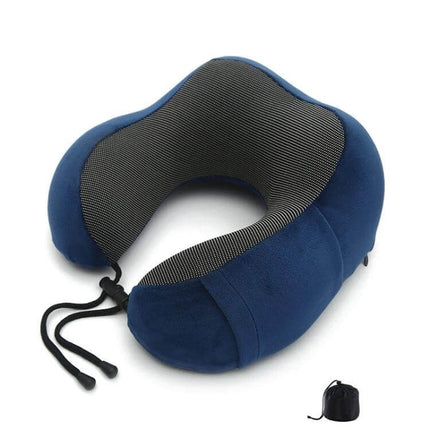 Memory Foam U-Shaped Travel Pillow For Neck Support with plush velvet cover and compact 32×29×10 cm size ideal for planes and car rides