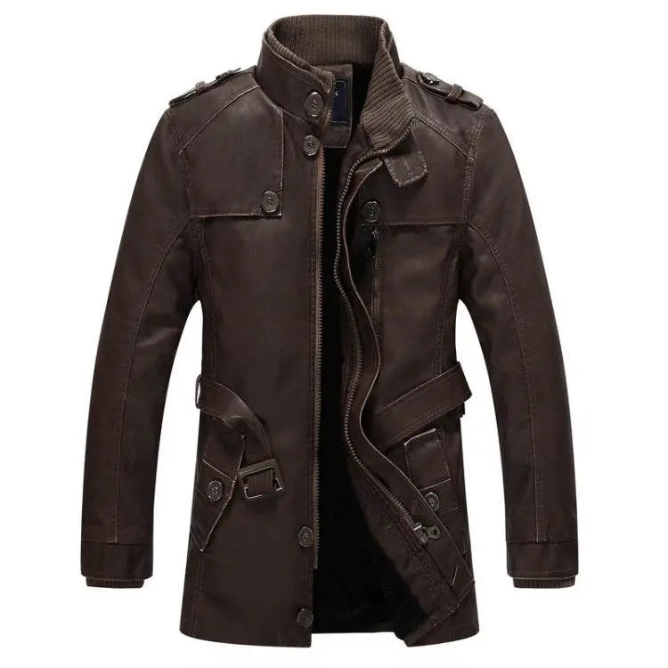 Men Long Style Leather Jacket Coat Available in M to XXXXL