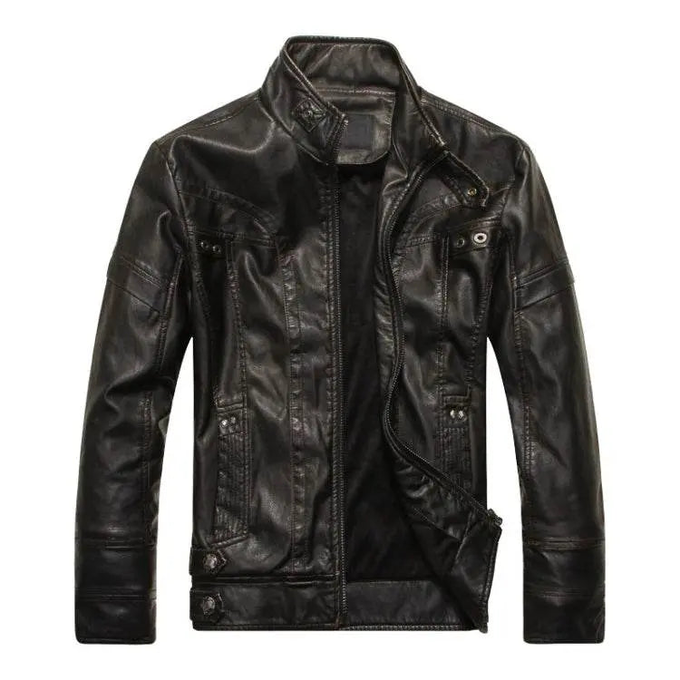 Men Plus Velvet Fashion Leather Jacket Motorcycle Coat Style