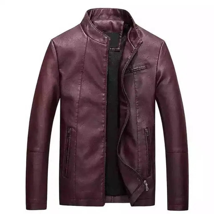 Men Slim-Fit Washed PU Leather Jacket Sizes M to XXXL