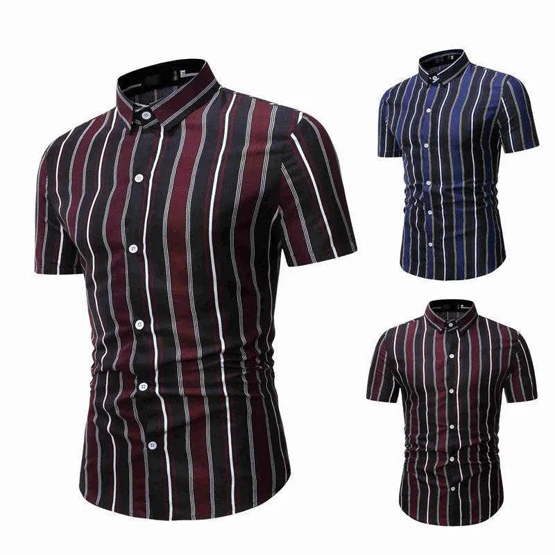 Men's Stylish Striped Short Sleeve Casual Shirt for Men 