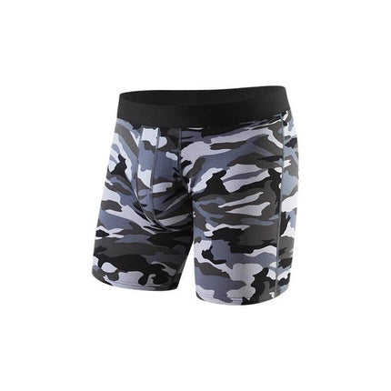 Men's Lengthened Boxer Briefs For Comfortable Everyday Wear - 100% cotton knit mid-rise camouflage boxer briefs for all-day breathable comfort