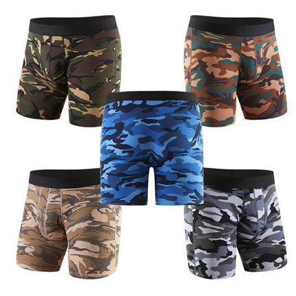 Men's Lengthened Boxer Briefs For Comfortable Everyday Wear camouflage 100% cotton mid-rise breathable boxer briefs set