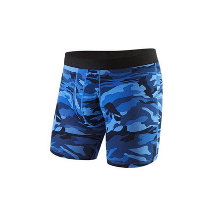 Men's Lengthened Boxer Briefs For Comfortable Everyday Wear - blue camo 100% cotton mid-rise boxer briefs