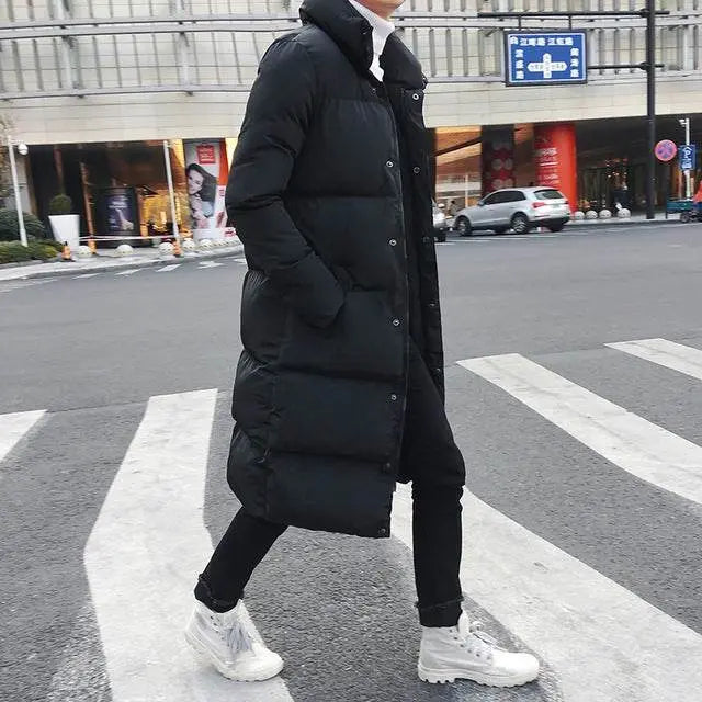 Mens Long Down Jacket Coat Winter Parkas Thick Warm Slim Fit