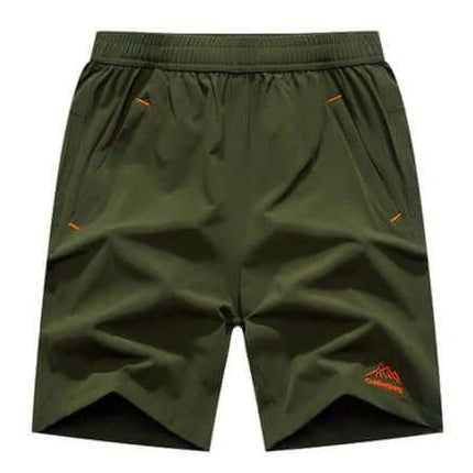Men's Loose Running Capris Mid Waist Available In Large Sizes - Army Green Mid-Length Polyester Running Capris