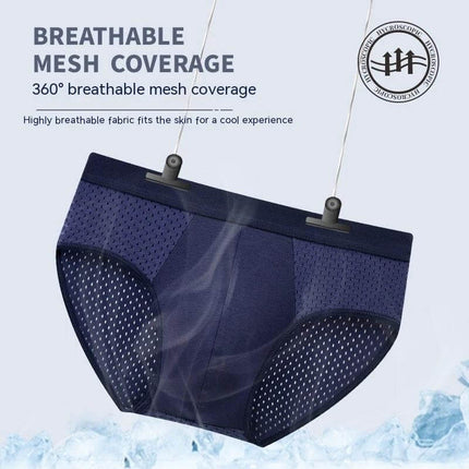 Men's Triangle Underwear Mid-Waist Everyday Comfort Size L-4XL breathable mesh mid-waist brief in navy for summer and workouts